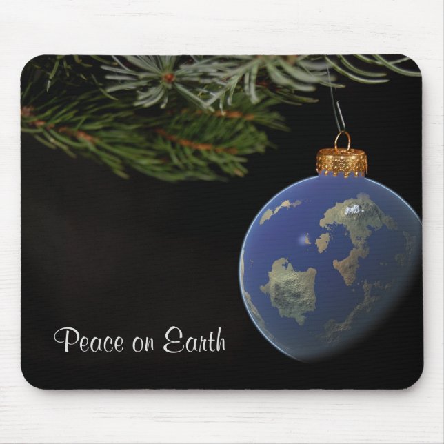 Mousepad Ornamento Planeta Terra no pinheiro (Frente)