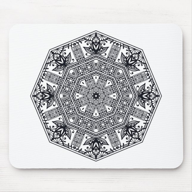 Mousepad Ornamento redondo da mandala (Frente)