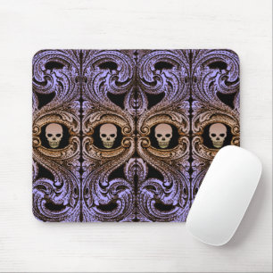 Mousepad Ornamento Roxo gótico Com Crânio