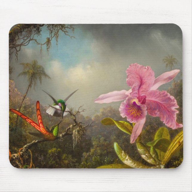 Mousepad Orquídea com dois beija-flores (Frente)
