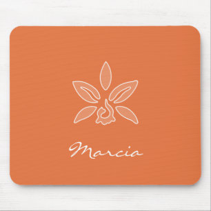 Mousepad Orquídea Elegante Flor Laranja Rich Simples Com No