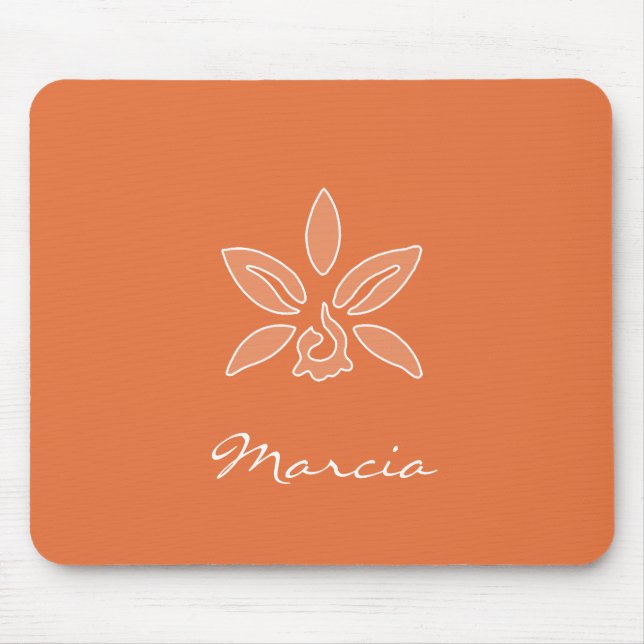 Mousepad Orquídea Elegante Flor Laranja Rich Simples Com No (Frente)