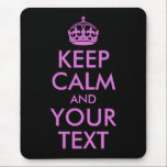 Mousepad Orquídea Negra Mantenha-se calma e o seu texto<br><div class="desc">Crie sua própria paródia "Manter Calmo" em preto com uma coroa e fonte cor roxa orquídea. Você pode alterar o tamanho da fonte, se necessário.</div>