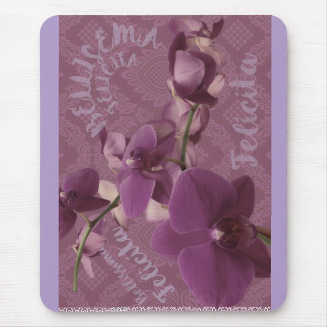 Mousepad Orquídea roxa vintage (Frente)