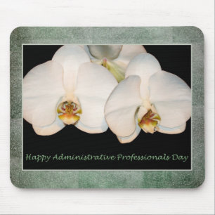 Mousepad Orquídeas administrativas felizes do branco dos