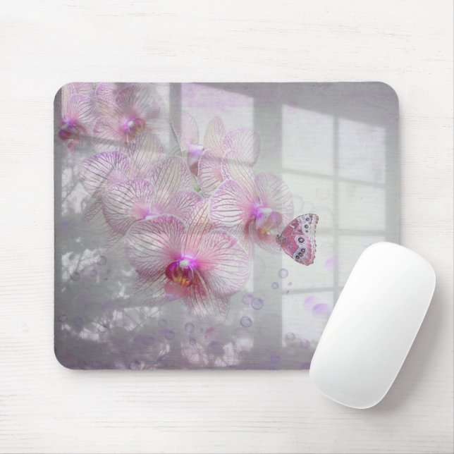 Mousepad Orquídeas e Borboleta na Sombra da Janela (Com mouse)
