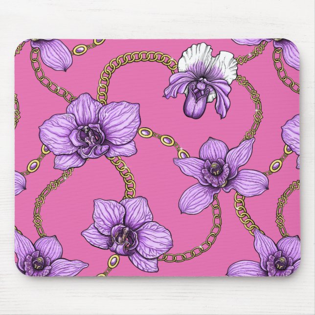 Mousepad Orquídeas e correntes, violetas e rosa (Frente)