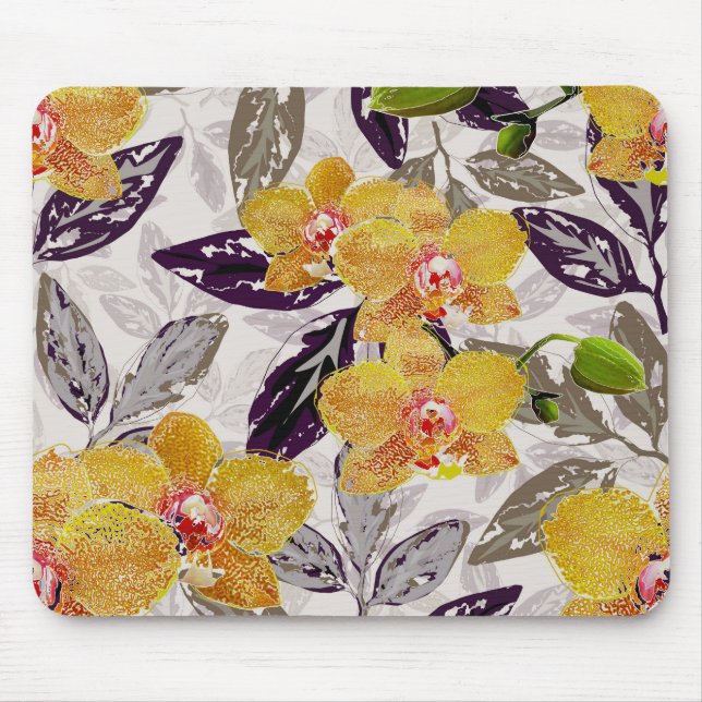 Mousepad Orquídeas laranja amarelas. (Frente)