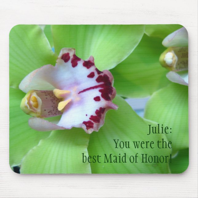Mousepad Orquídeas Verdes - seu texto (Frente)