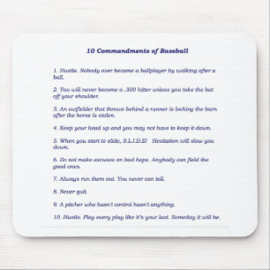 Mousepad Os 10 mandamentos do basebol