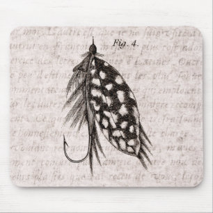 Mousepad Os 1800s do vintage que dobram a pesca com mosca