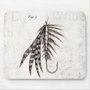 Mousepad Os 1800s do vintage que dobram a pesca com mosca