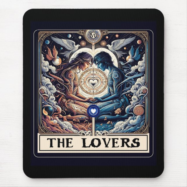 Mousepad Os amantes Tarot Celestial Man & Woman Soulmates (Frente)