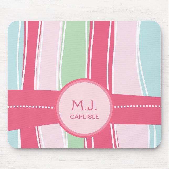 Mousepad Os doces personalizados listram o teste padrão (Frente)