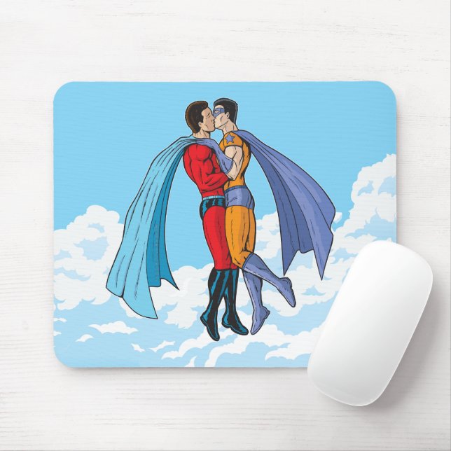 Mousepad Os dois super-heróis de Slipperyjoe beijando perso (Com mouse)