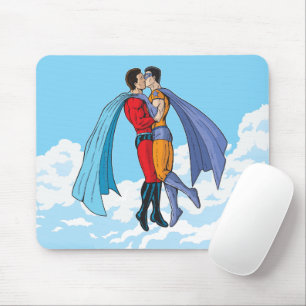 Mousepad Os dois super-heróis do SlipperyJoe beijando o car