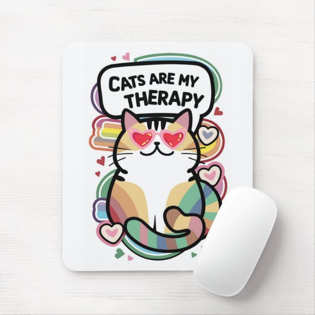 Mousepad Os gatos são a minha terapia (Com mouse)