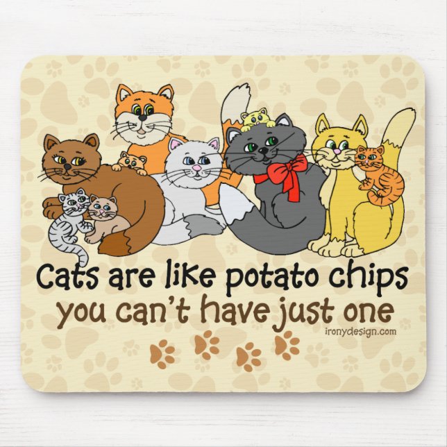 Mousepad Os gatos são como microplaquetas de batata (Frente)