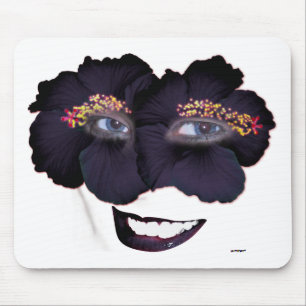 Mousepad Os hibiscus enfrentam com sorriso - preto/roxo