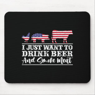 Mousepad Os homens querem beber cerveja e fumar churrasco d