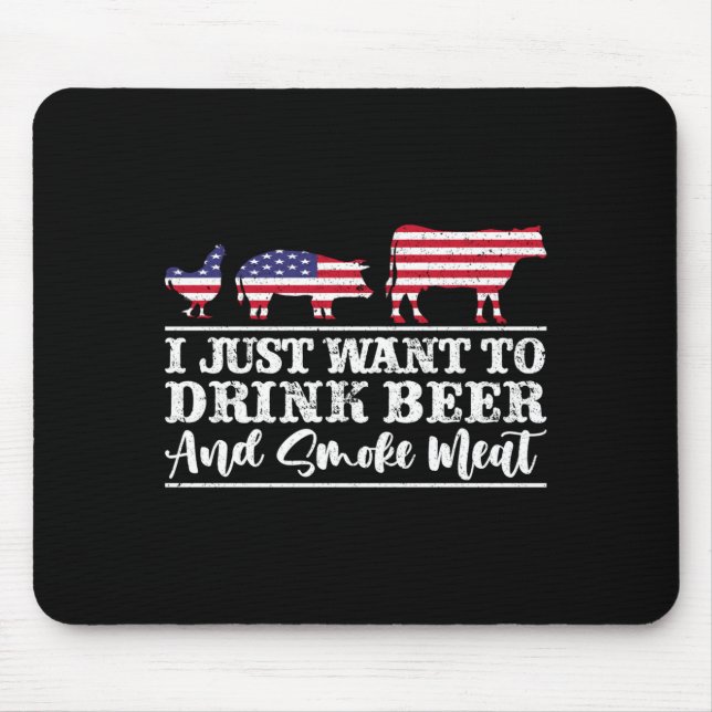 Mousepad Os homens querem beber cerveja e fumar churrasco d (Frente)