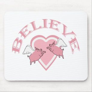 Mousepad Os porcos bonitos brancos cor-de-rosa do vôo