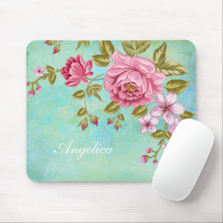 Mousepad Os rosas cor-de-rosa românticos, personalizam seu