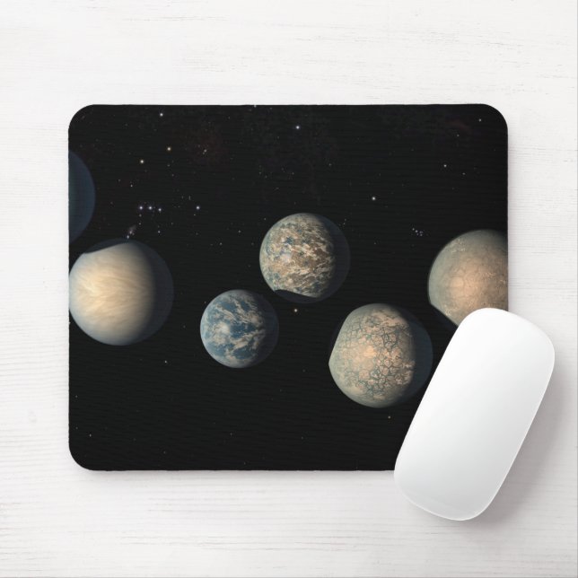 Mousepad Os Sete Planetas Terrestres De Trapist-1 (Com mouse)