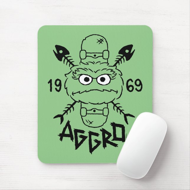 Mousepad Oscar, o logotipo do Skate Grouch - Aggro 1969 (Com mouse)