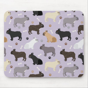 Mousepad Ossos do Buldogue Francês e patas Roxo