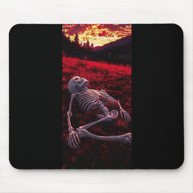Mousepad Ossos do Sol Silenciosos - Esqueleto no Campo Crim (Frente)