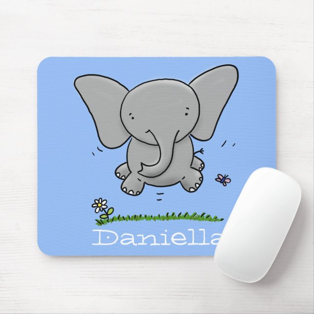 Mousepad Ótima ilustração de desenho animado de elefante be (Com mouse)