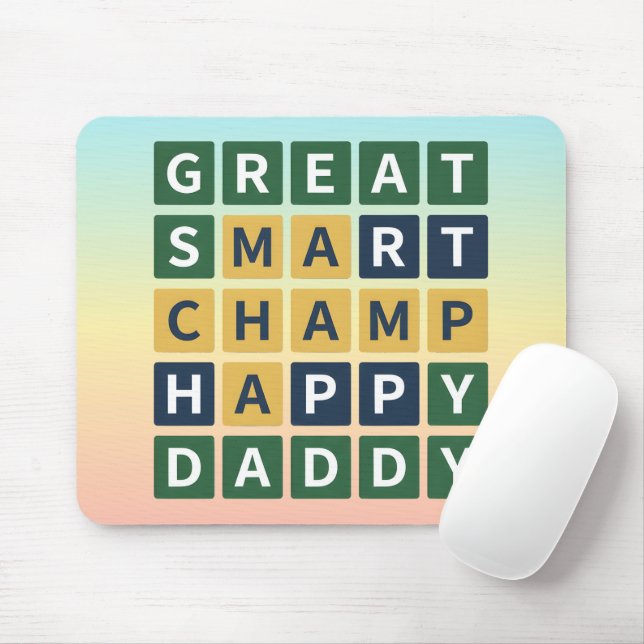 Mousepad ÓTIMO PAI INTELIGENTE CAMPEÃO FELIZ Estilo Wordle  (Com mouse)