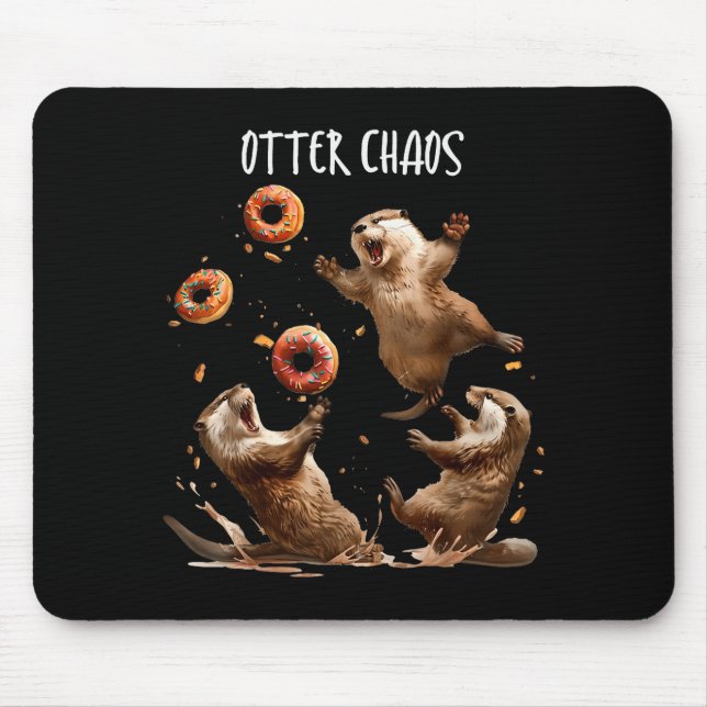 Mousepad Otter Chaos Funny Bagel Fighting Sea Otters Pun An (Frente)