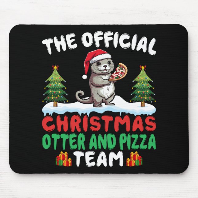 Mousepad Otter Eating Zza Santa Hat Xmas Light Christmas  (Frente)