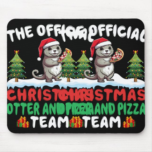Mousepad Otter Eating Zza Santa Hat Xmas Light Christmas T  (Frente)