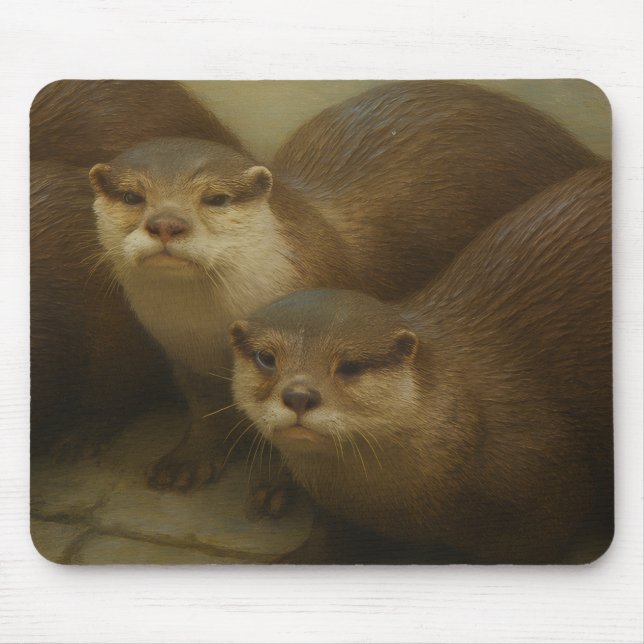 Mousepad Otter Quartet - Impressão de Arte sobre a Vida Sel (Frente)
