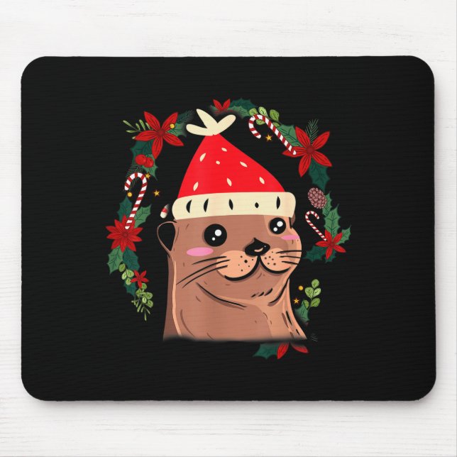 Mousepad Otter Ugly Christmas Christmas Winter  (Frente)