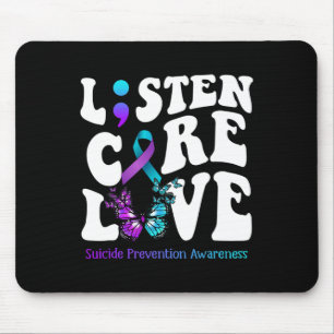 Mousepad Ouça Cuidados Amor Borboleta Prevenção Suicídio Aw