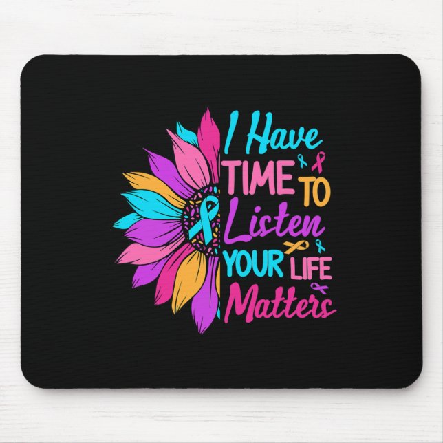 Mousepad Ouça seu problema de vida Sensibilização para a sa (Frente)