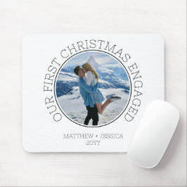 Mousepad Our First Christmas Engaged SImple Modern Photo