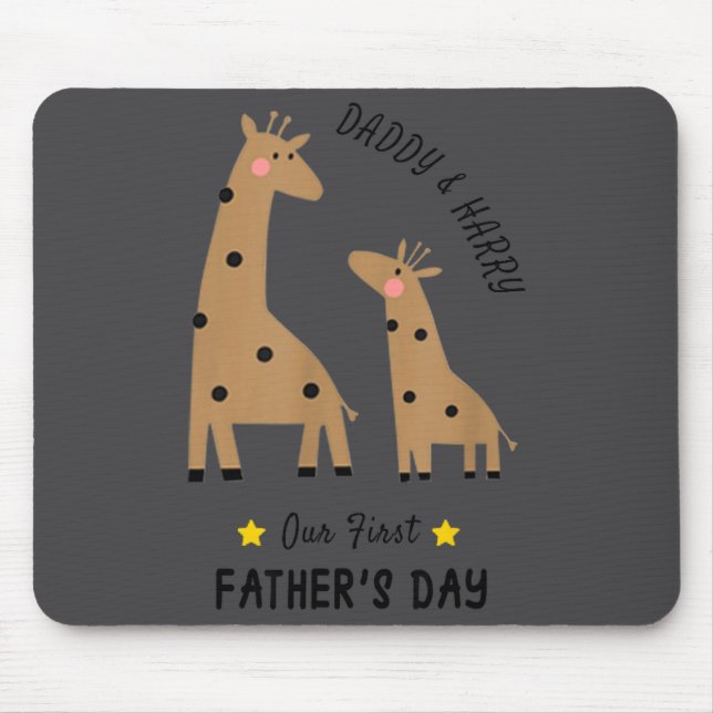 Mousepad Our First Father's Day 2026, Funny Giraffe Gift Da (Frente)