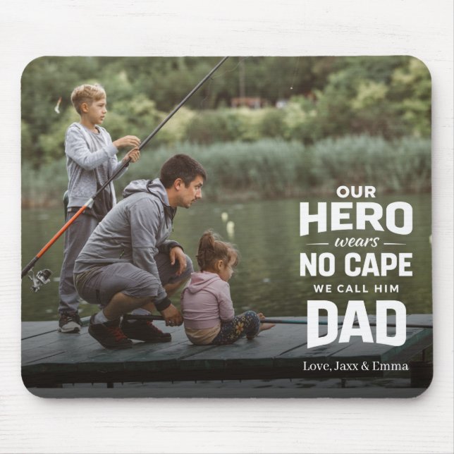 Mousepad Our Hero Wears No Cape Custom Photo Name Dad (Frente)