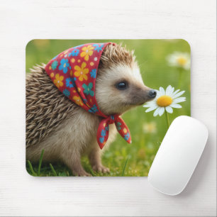 Mousepad ouriço-cacheiro usando um lenço na cabeça cheirand