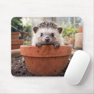 Mousepad ouriço em um vaso de barro