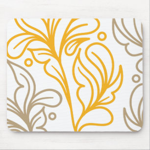 Mousepad Ouro Boho Leaf Design