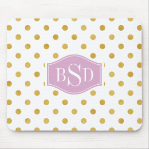 Mousepad Ouro bonito e monograma branco dos padrões de