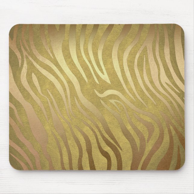 Mousepad Ouro Bronze Zebra Impressão Selva Safari Glama (Frente)