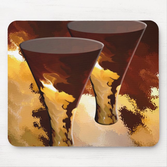 Mousepad Ouro Brown das velas dos vidros da bebida do (Frente)