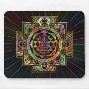 Mousepad Ouro colorido Sri quadro Yantra Sri Chakra